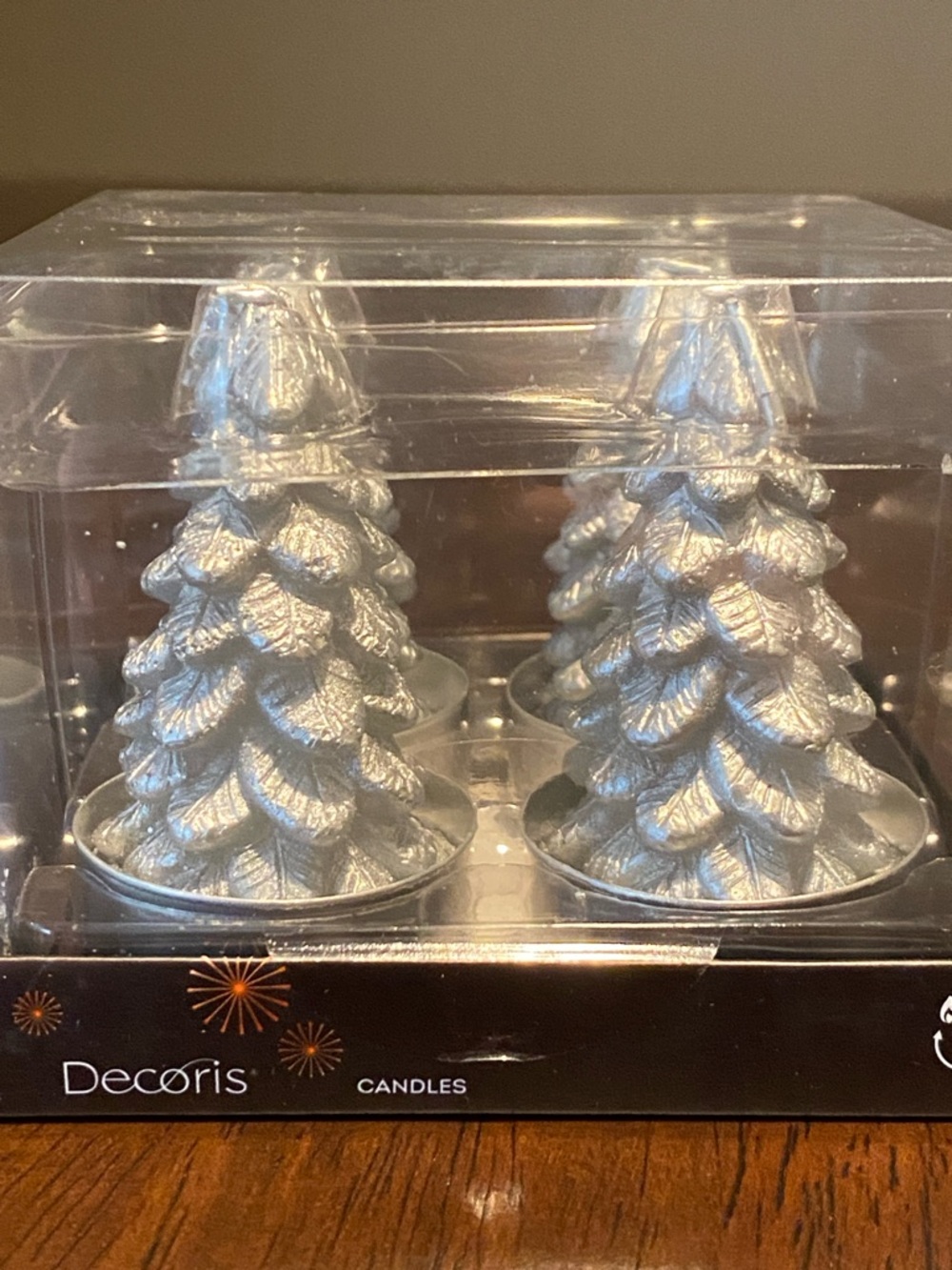 NIB - Silver Pine Tree Tealight Candles (Set of 4)